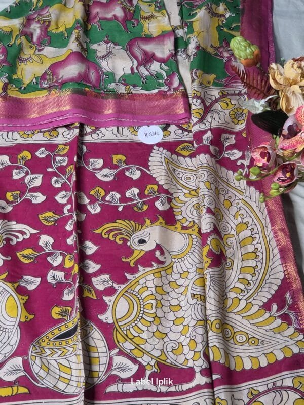 Kalamkari Nizam Border Saree