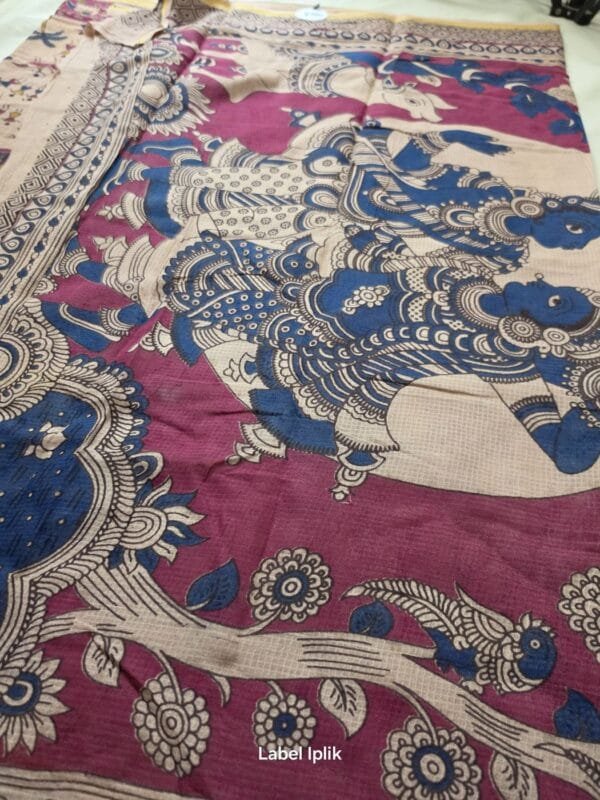 LI-KKO-02_02 Beige Body Village Themed Kalamkari Kota Saree