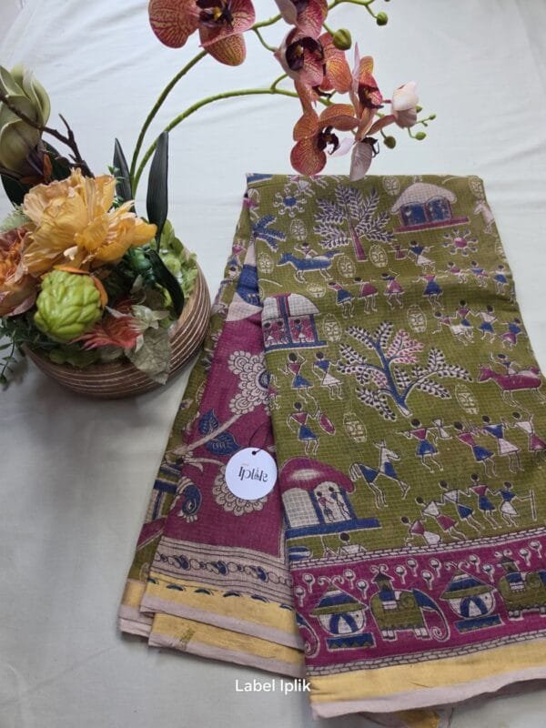 Heena Green Kalamkari Kota Saree