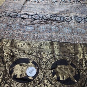 Dola Ajrakh Black - Dola Silk Saree