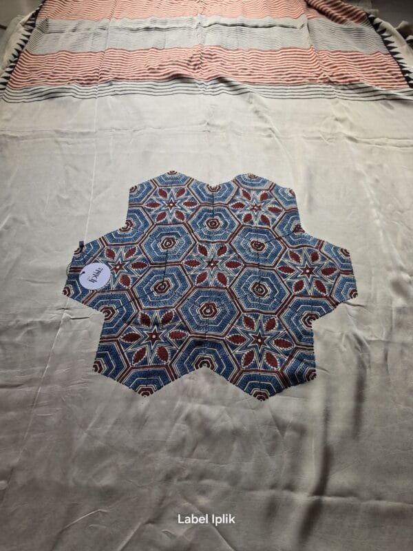 Modal Ajrakh Beige Saree