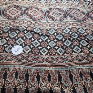 Modal Ajrakh Black Mosaic Print Saree