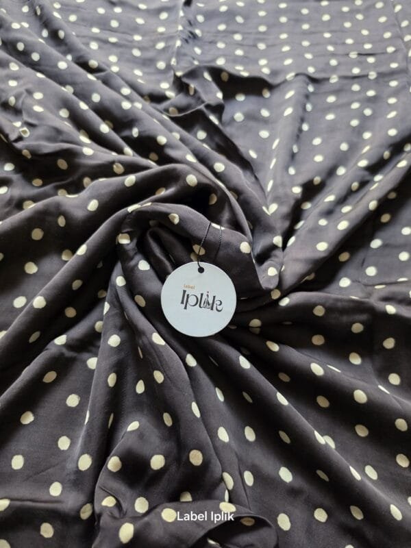 Modal Ajrakh Black Polka Dot Saree