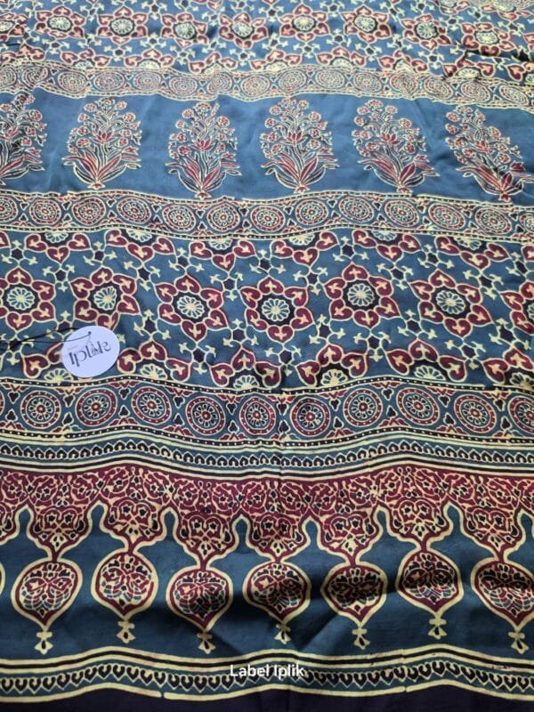 Modal Ajrakh Blue Saree