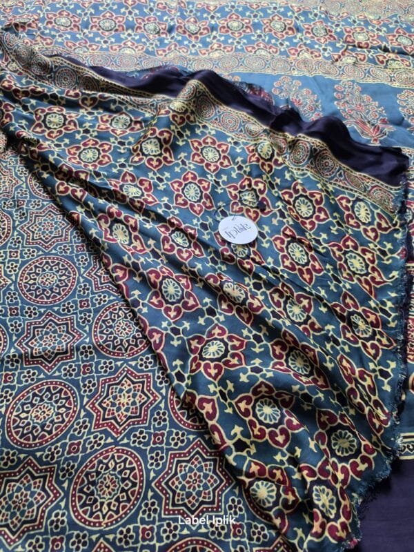 Modal Ajrakh Blue Saree