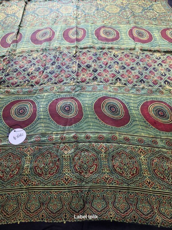 Modal Ajrakh Green Saree