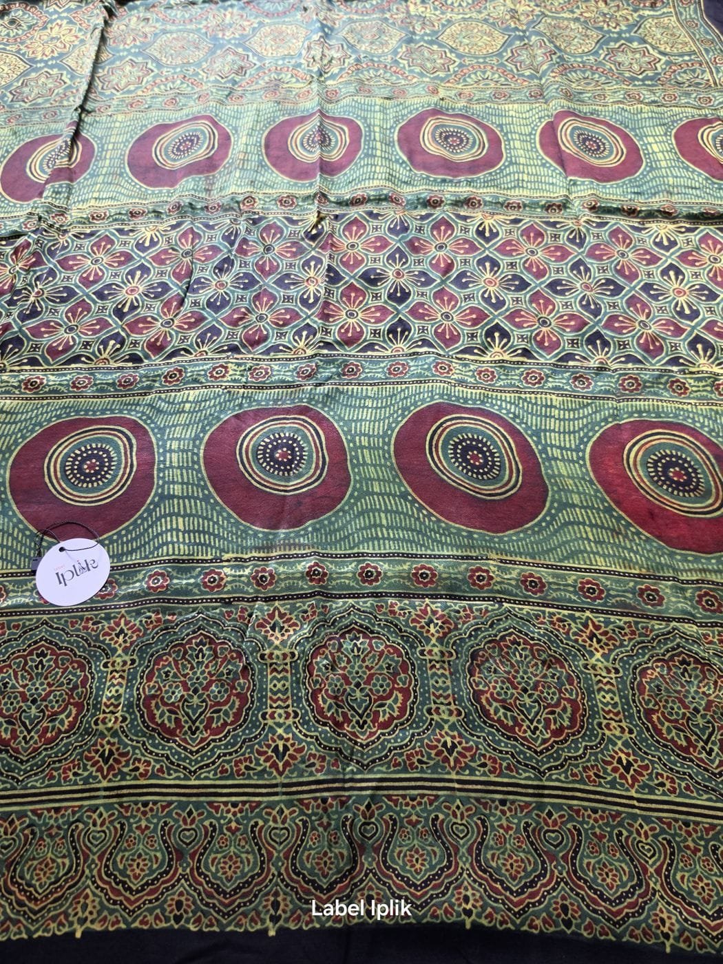Modal Ajrakh Green Saree