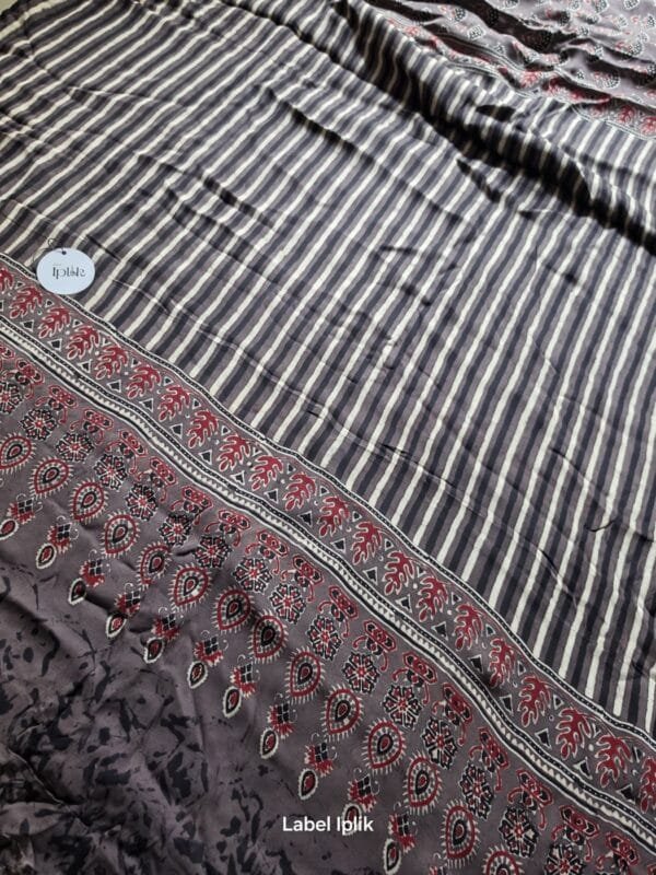Modal Ajrakh Grey Saree