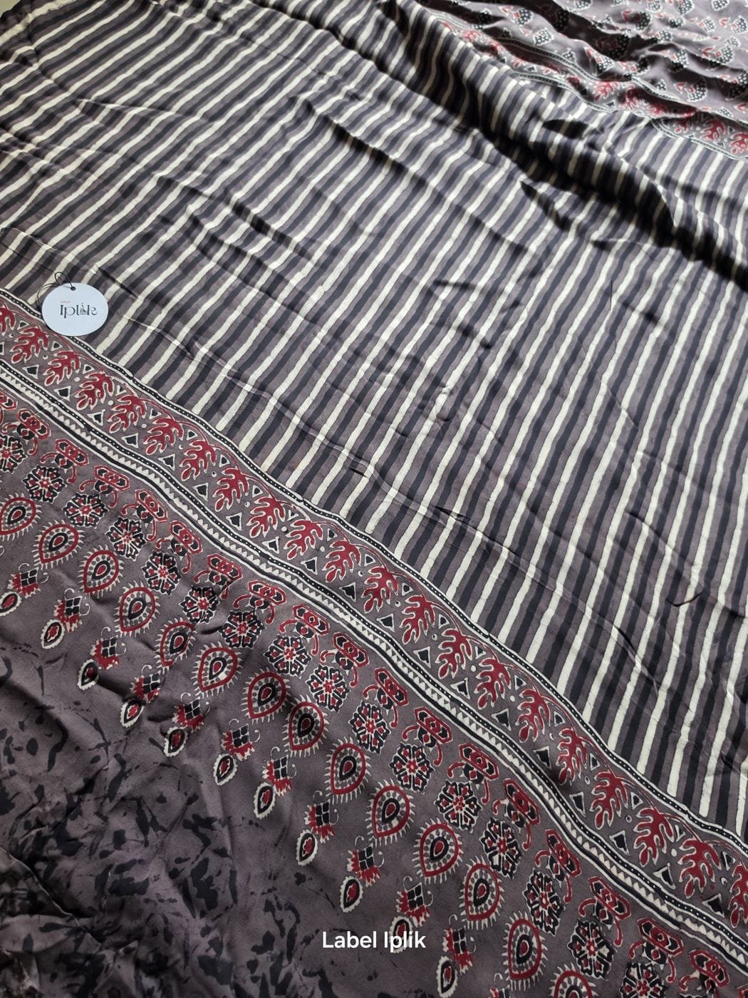 Modal Ajrakh Grey Saree