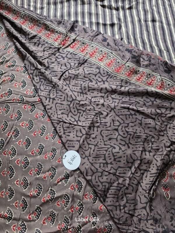 Modal Ajrakh Grey Saree