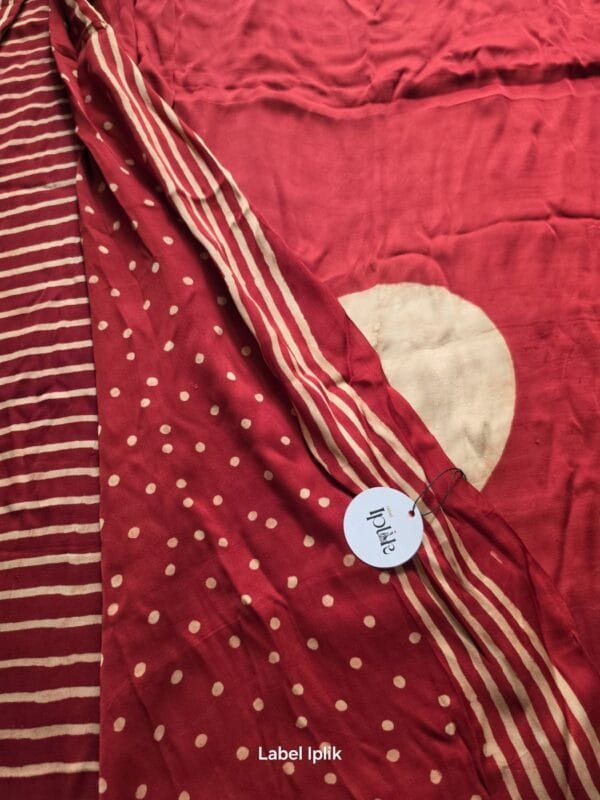 Modal Ajrakh Red & White Saree