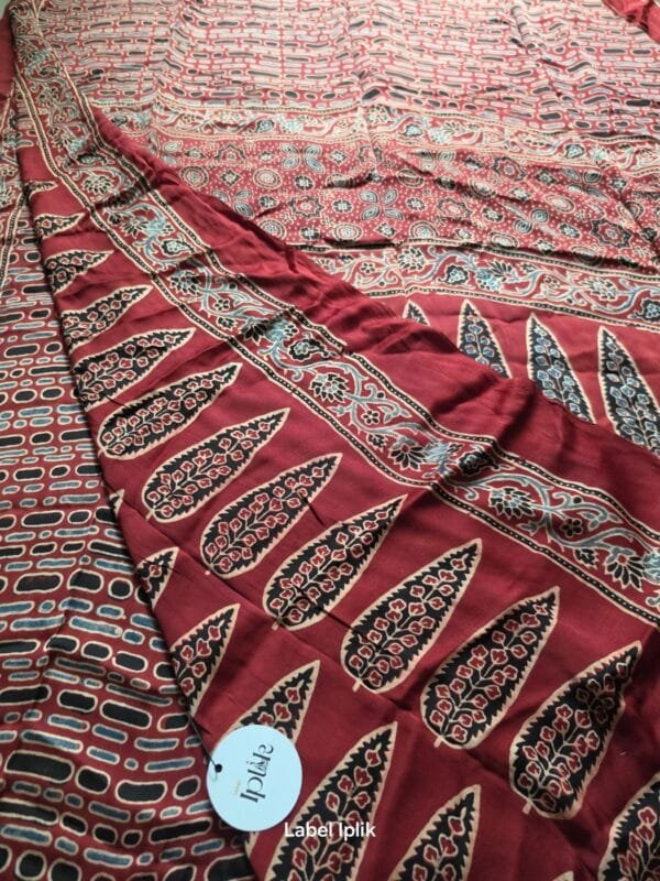 Modal Ajrakh Red Saree