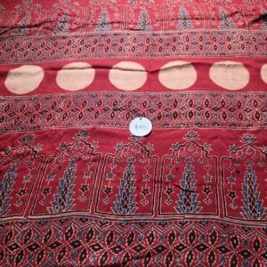 Modal Ajrakh Red Stripes Saree