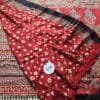 Modal Ajrakh Red Vertical Lines Saree