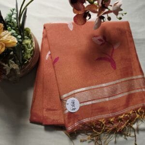 Chanderi Tissue Pink with Golden Hue Matka Saree