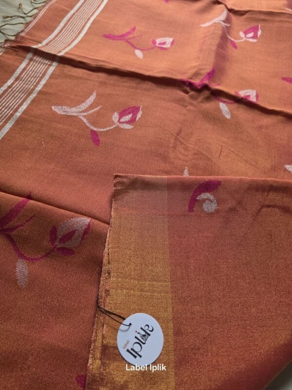 LI-MAT-01_03 Chanderi Tissue Pink with Golden Hue Matka Saree