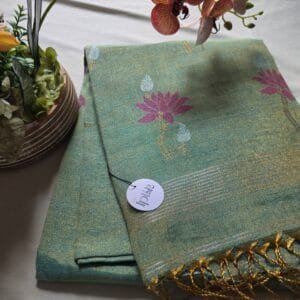 Green Linen Tissue Matka Saree