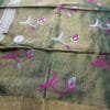 LI-MAT-03_02 Henna Green Linen Tissue Matka Saree