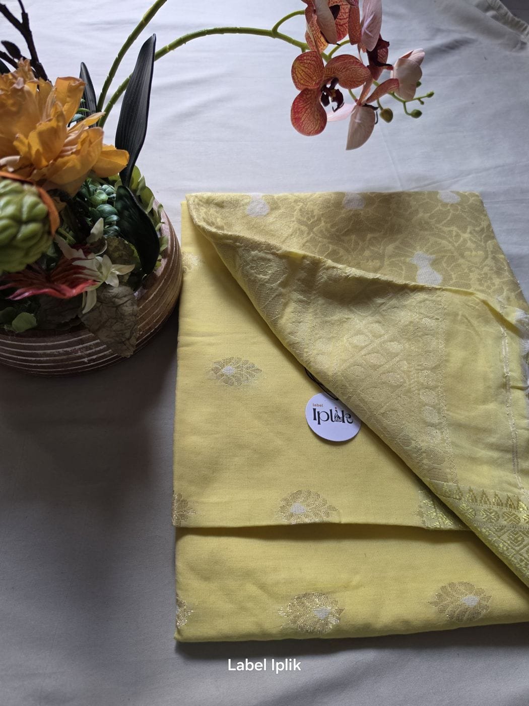 Yellow Cotton Benarasi Matka Saree