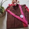 Brown with Ganga Jamuna Red Pink Border Mul Cotton Saree
