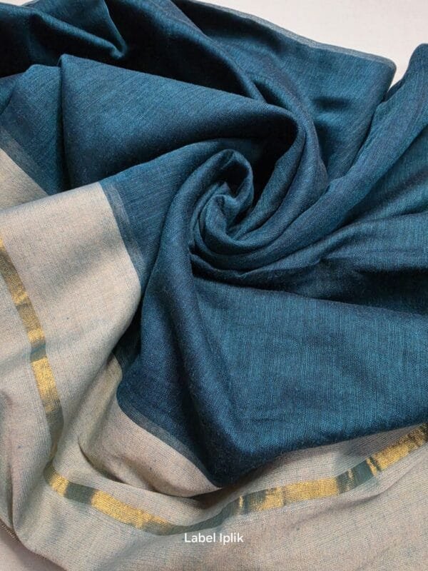 Green with Grey Border Mul Cotton Saree