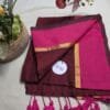 Maroon with Pink Border Mul Cotton Saree