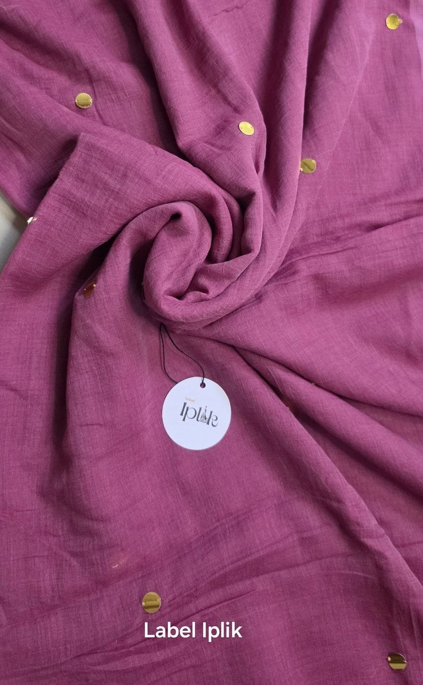 Sequin Pink Mul Cotton Saree
