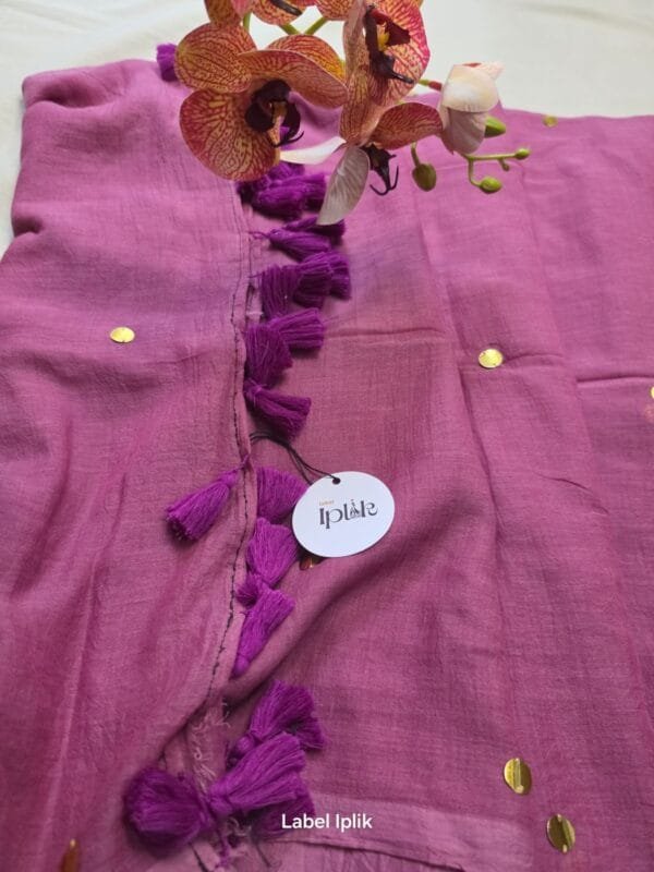 Sequin Pink Mul Cotton Saree