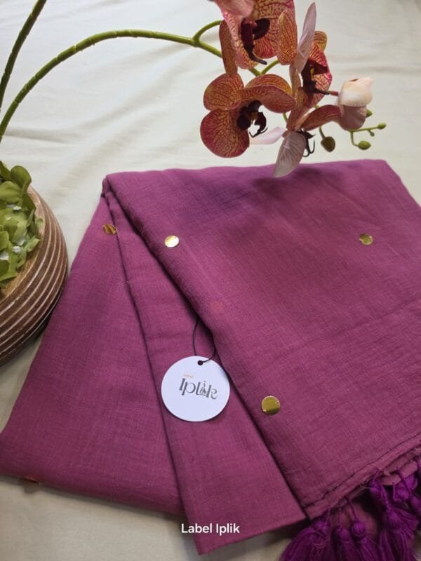 Sequin Pink Mul Cotton Saree