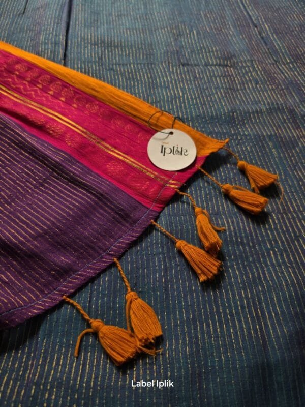Blue with Pink Border Mul Cotton Saree