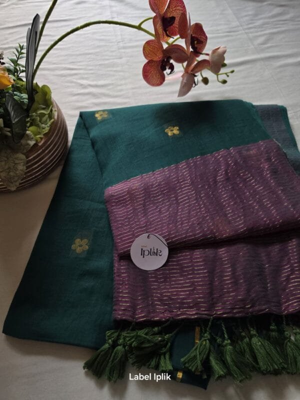 Green Zari Buti Mul Cotton Saree