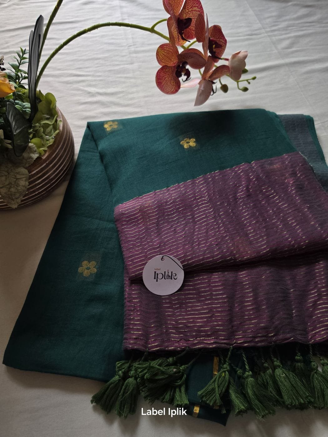 Green Zari Buti Mul Cotton Saree
