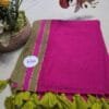 Hot Pink with Green Border Mul Cotton Saree