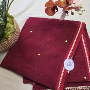 Maroon Mul Cotton Saree
