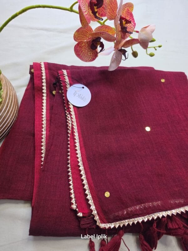 Maroon Mul Cotton Saree