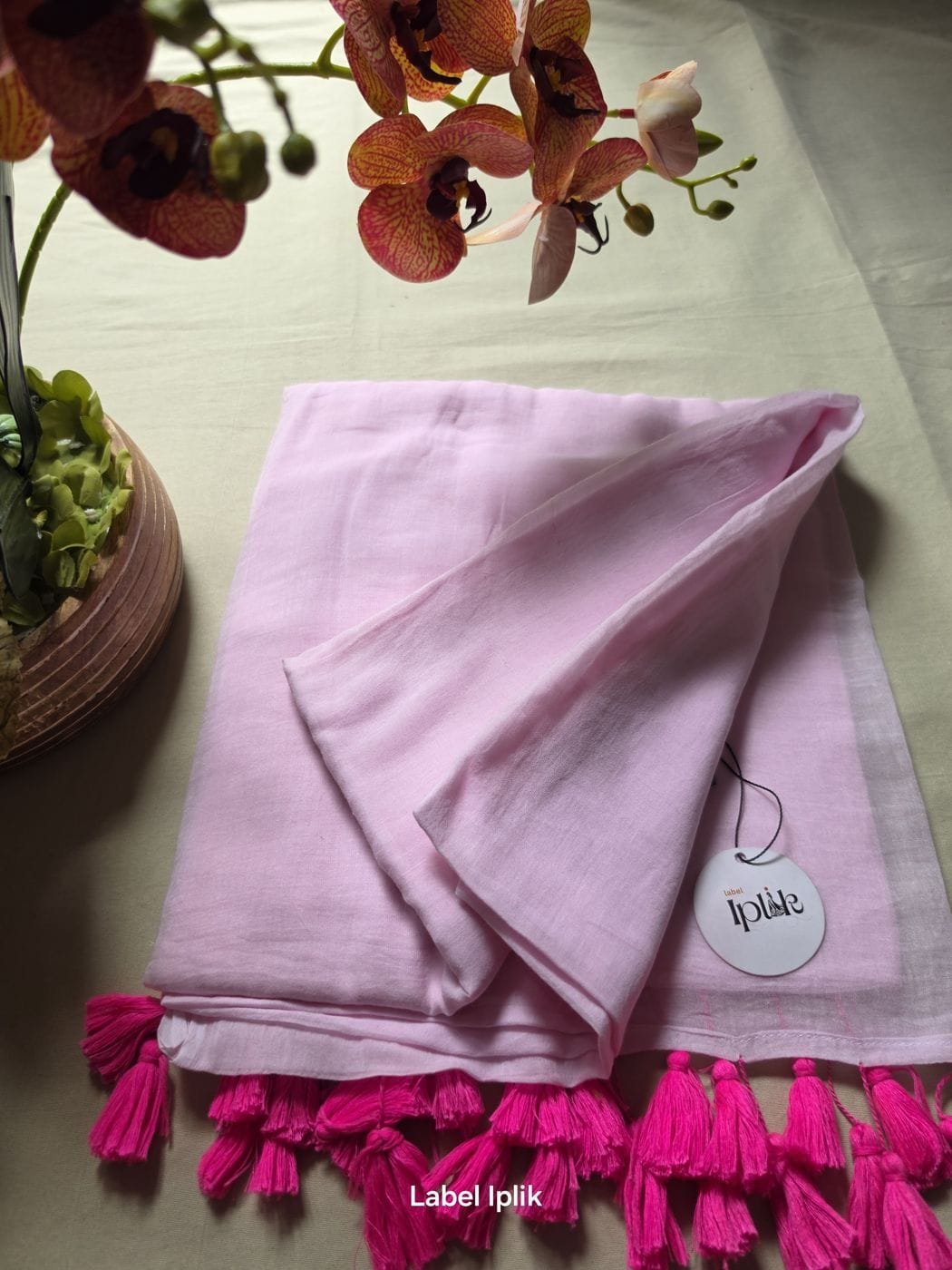 Baby Pink Mul Cotton Saree