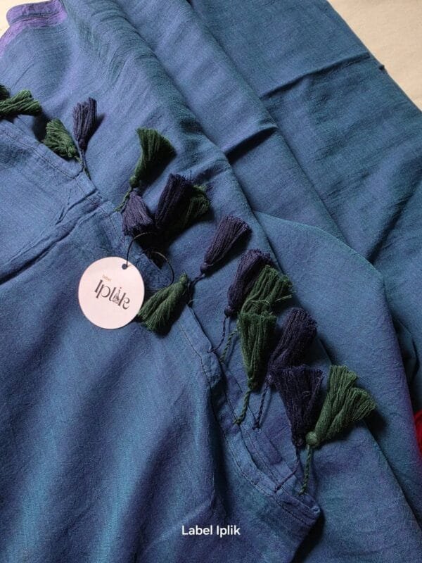 Blue with Purple Hue Mul Cotton Saree