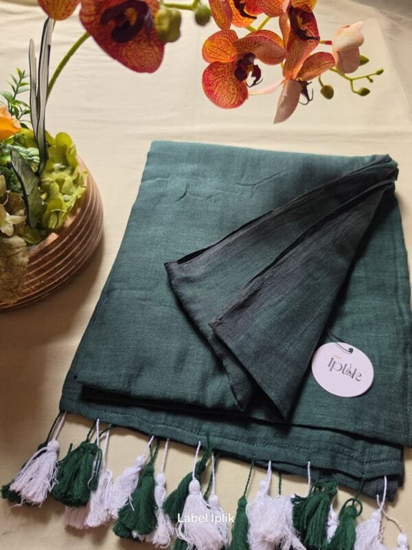 Dirty Green Mul Cotton Saree