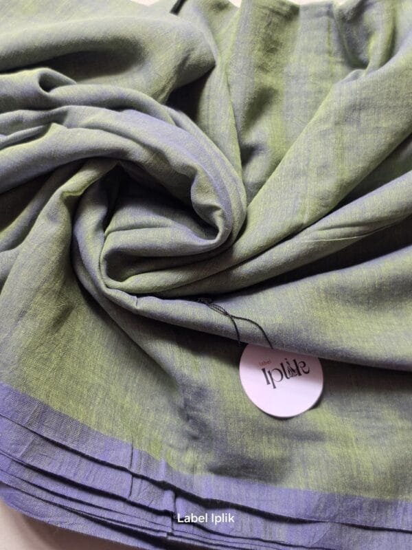 Green with Blue Mul Cotton Saree