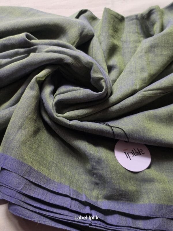 Green with Blue Mul Cotton Saree