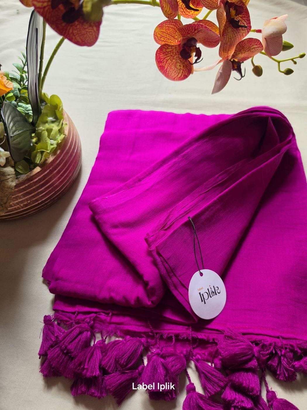 Hot Pink Mul Cotton Saree