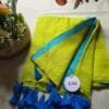 Lime Yellow with Blue Border Mul Cotton Saree