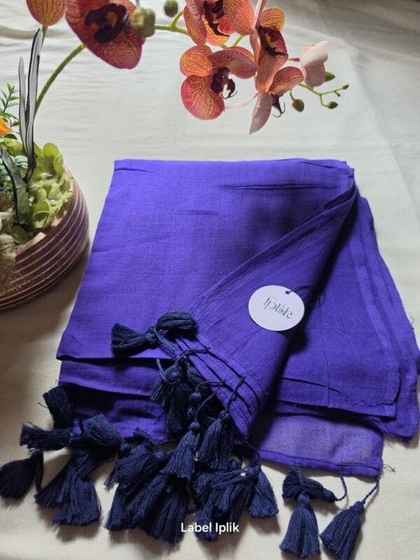 Purple Mul Cotton Saree